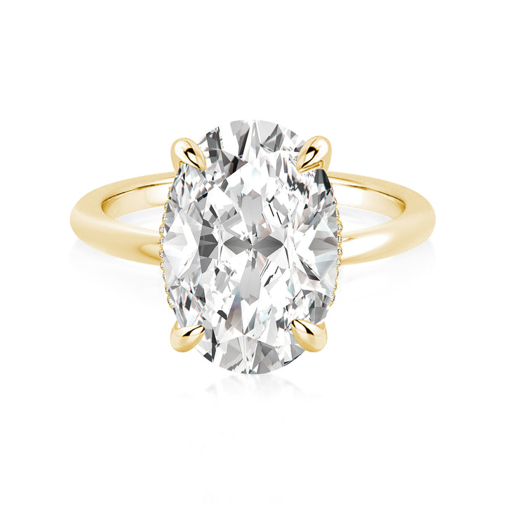Rodiffy Moissanite 5.5 Ct Oval Cut Yellow Gold Promise Ring For Women