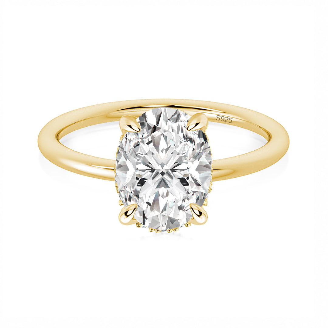 Rodiffy Moissanite 2.0 Ct Solitaire Oval Cut Yellow Gold Promise Ring