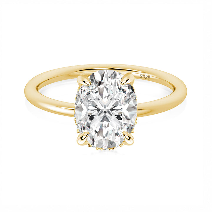 Rodiffy Moissanite 2.0 Ct Solitaire Oval Cut Yellow Gold Promise Ring
