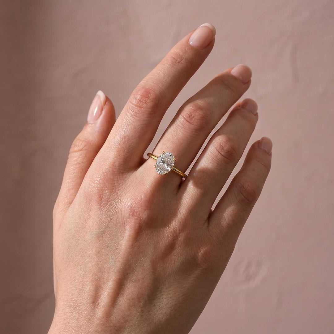 Rodiffy Moissanite 2.0 Ct ～5.5 Ct Oval Cut Yellow Gold Promise Ring For Women