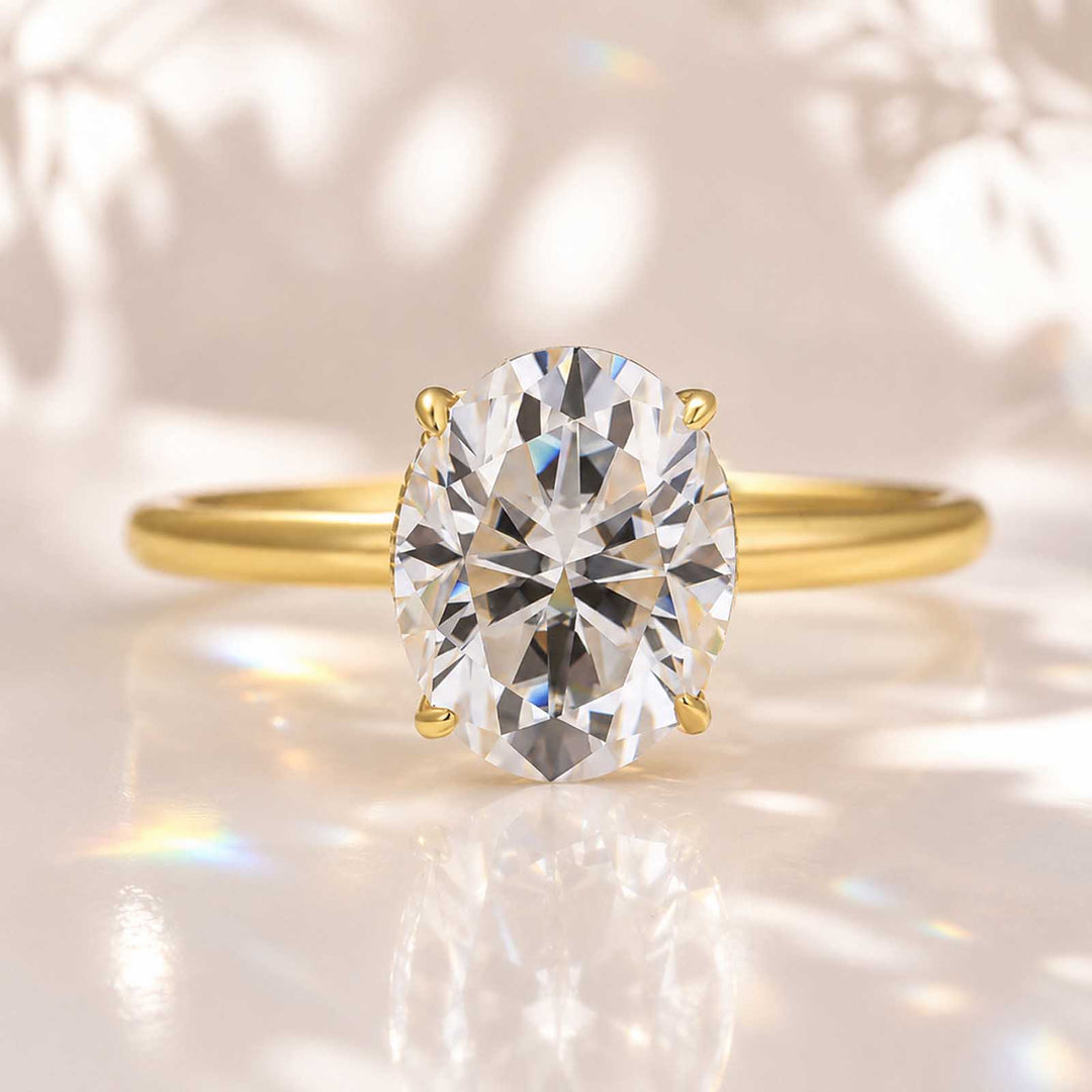 Rodiffy Moissanite 2.0 Ct ～5.5 Ct Oval Cut Yellow Gold Promise Ring For Women