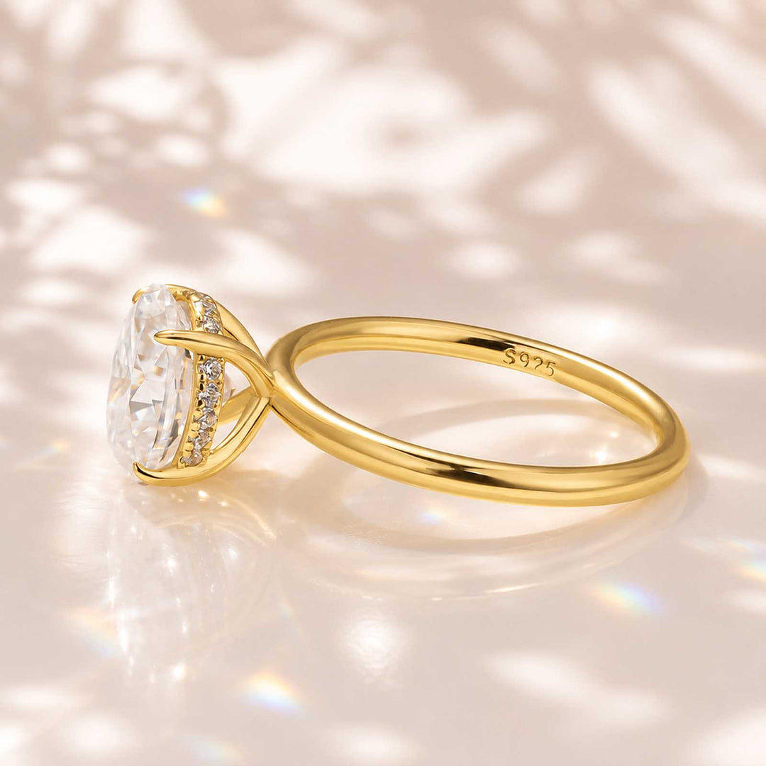 Rodiffy Moissanite 2.0 Ct ～5.5 Ct Oval Cut Yellow Gold Promise Ring For Women