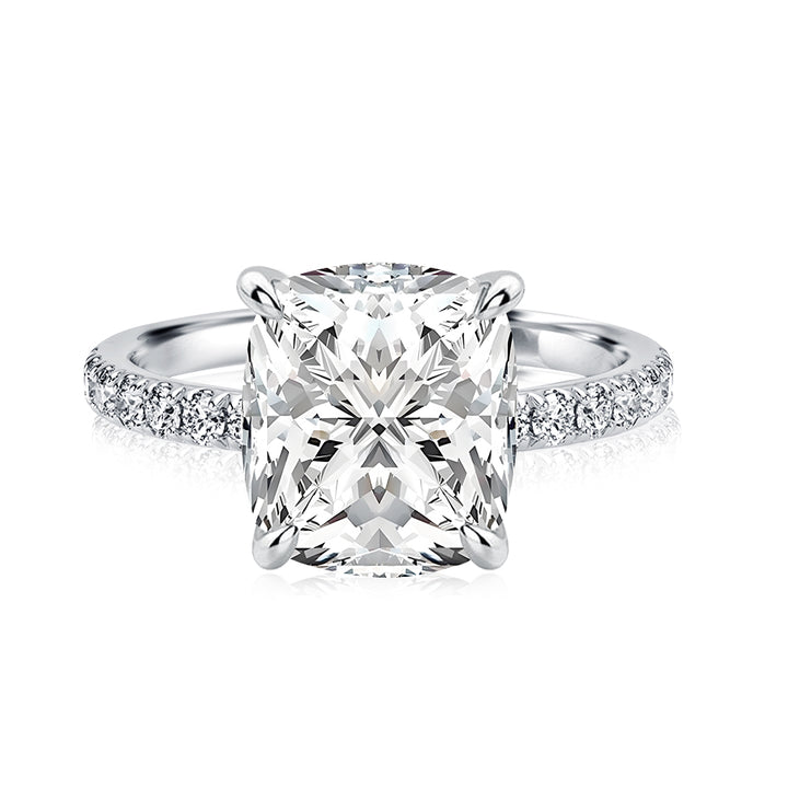 Rodiffy Moissanite 3.0 Ct Cushion Cut White Gold Engagement Ring For Women