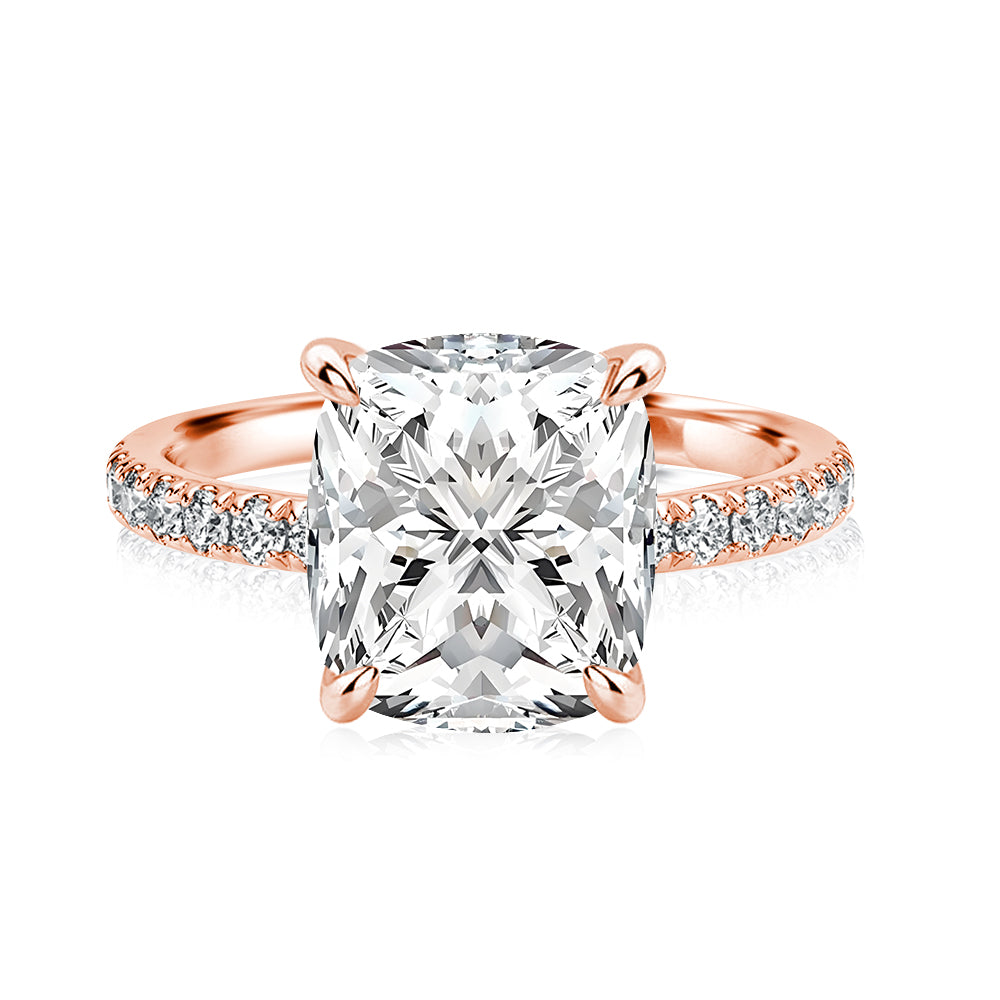 Rodiffy Moissanite 3.0 Ct Cushion Cut Rose Gold Engagement Ring For Women