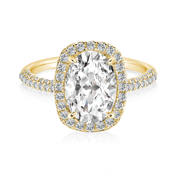 Rodiffy Moissanite 2.5 Ct Halo Oval Cut Yellow Gold Promise Ring