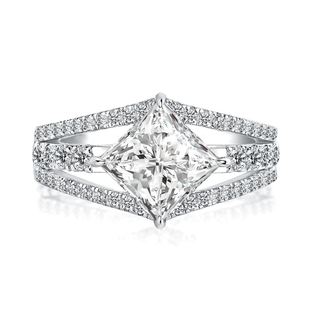 Rodiffy Moissanite 2.0 Ct Princess Cut Travel Ring