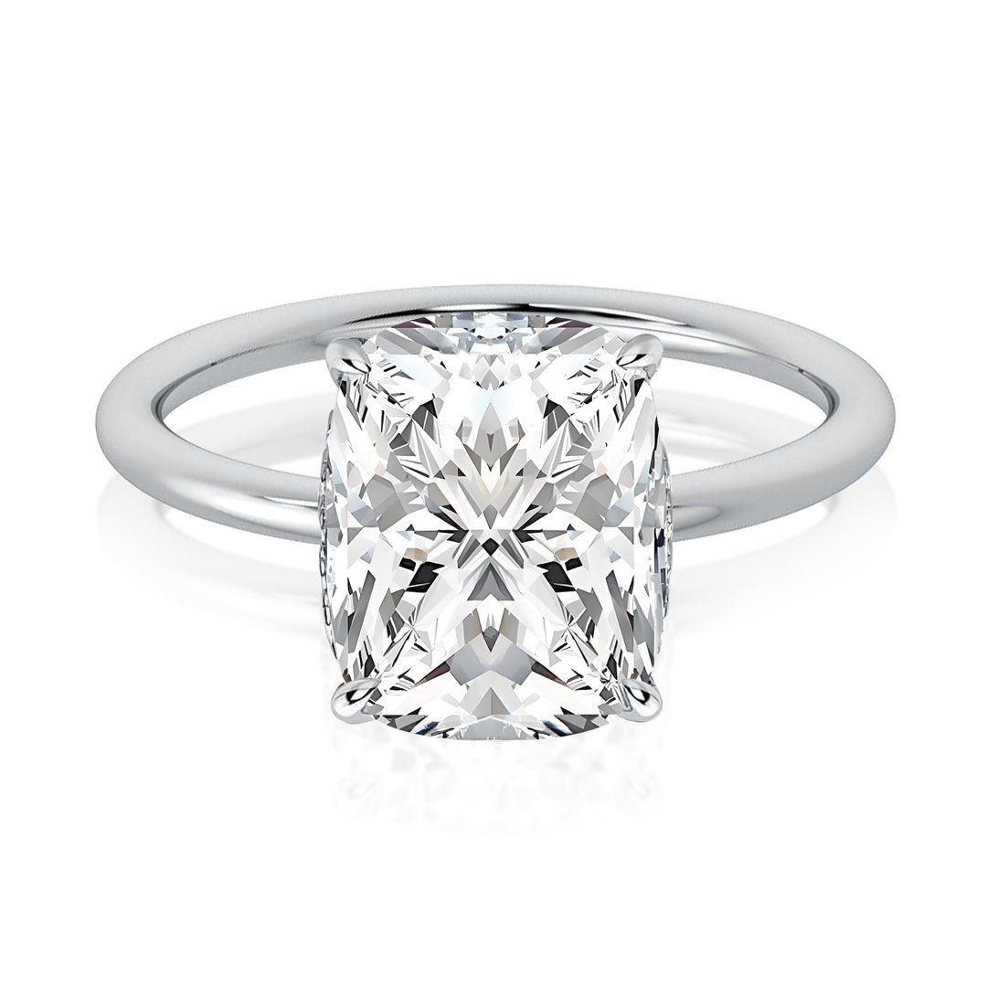 Moissanite Solitaire 4.0 Ct Cushion Cut White Gold Engagement Ring