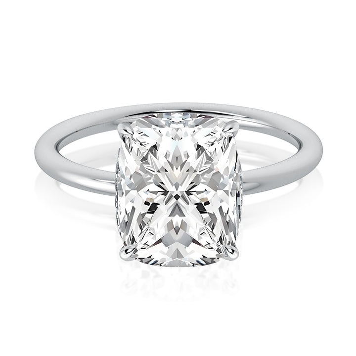 Moissanite Solitaire 4.0 Ct Cushion Cut White Gold Engagement Ring