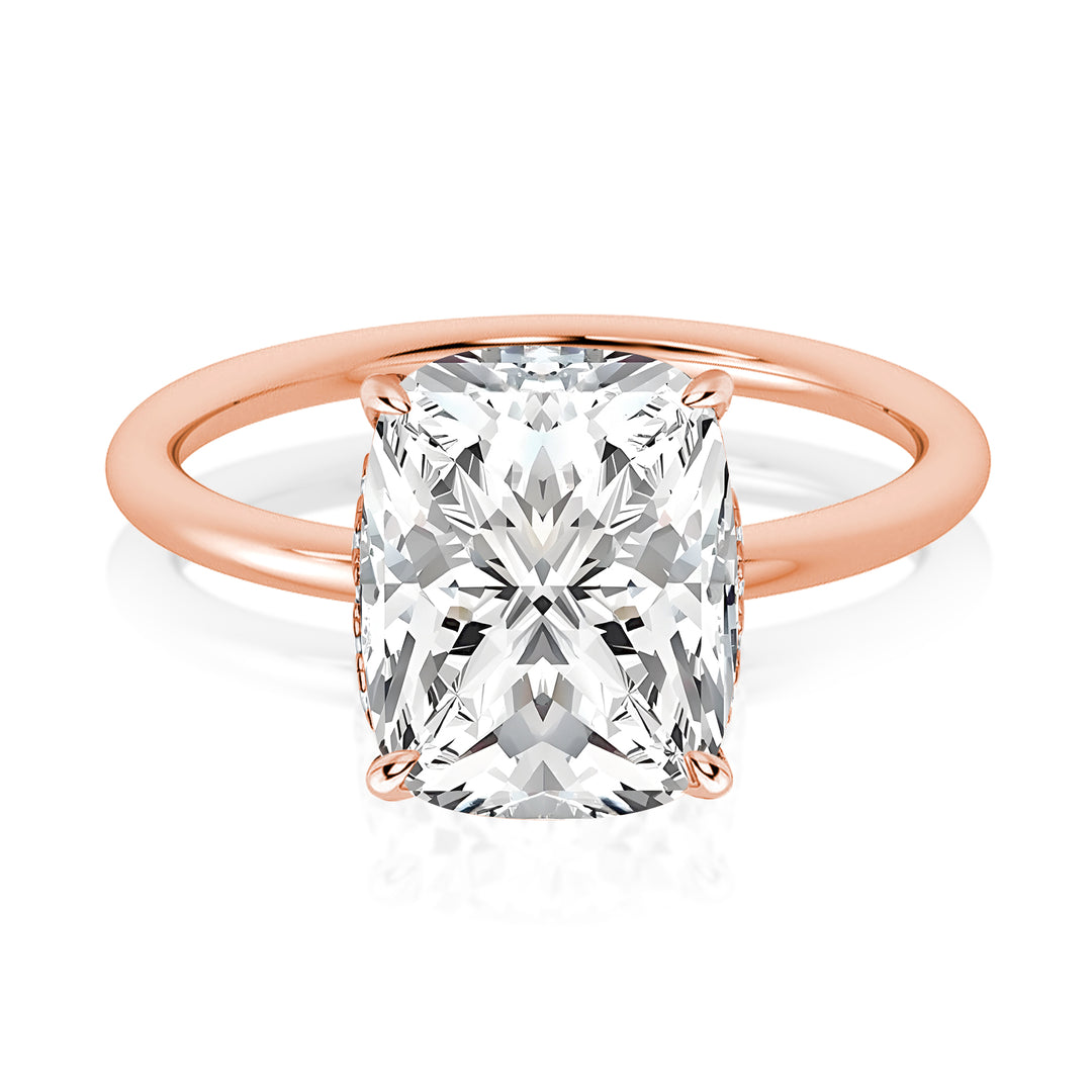 Moissanite Solitaire 4.0 Ct Cushion Cut Rose Gold Engagement Ring
