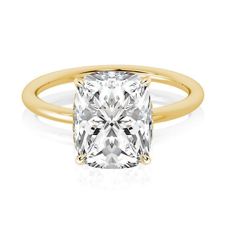 Rodiffy Moissanite 2.5Ct~4.0 Ct Cushion Cut Yellow Gold Engagement Ring