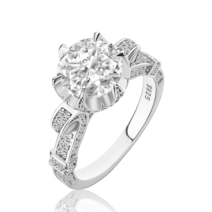 Rodiffy Moissanite 1.0C/2.0Ct  Round Cut Twist White Gold Promise Bridal Ring