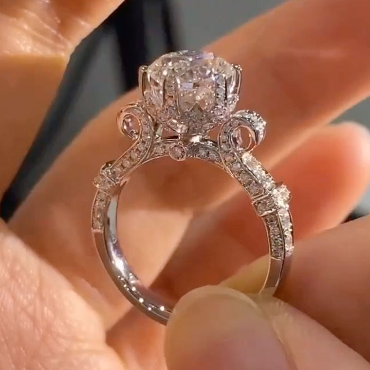 Rodiffy Moissanite 1.0C/2.0Ct  Round Cut Twist White Gold Promise Bridal Ring