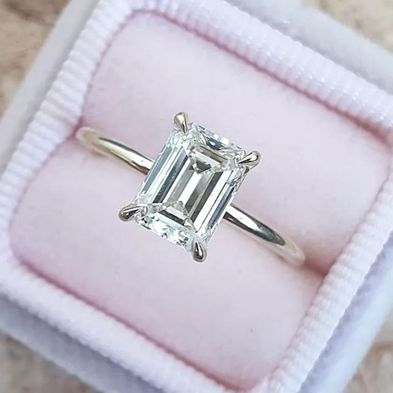 Rodiffy Moissanite 3.5 Ct Emerald Cut Solitaire Engagement Ring For Her