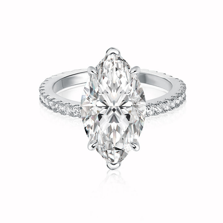 Rodiffy Moissanite 1.0Ct～4.0 Ct Marquise Cut White Gold Half-Coverage Engagement Ring