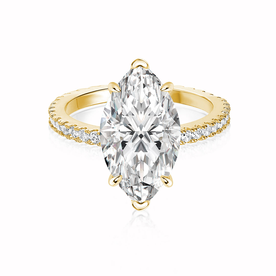 Rodiffy Moissanite 4.0 Ct Marquise Cut Yellow Gold Half-Coverage Engagement Ring