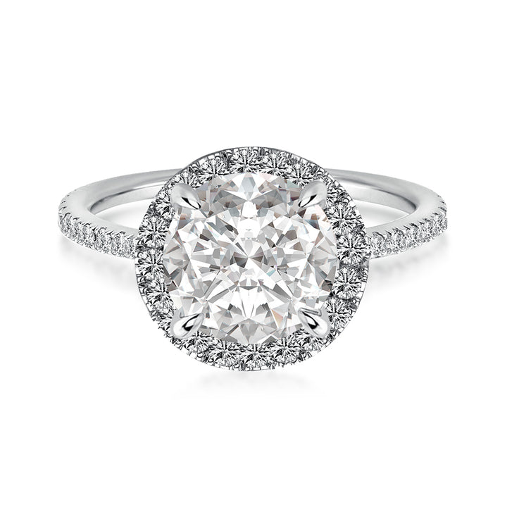 Rodiffy Moissanite 2.0 Ct Halo Round Cut White Gold Engagement Ring