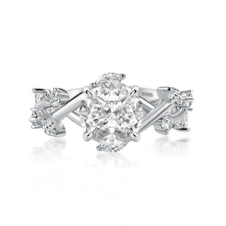 Rodiffy Moissanite 2.0 Ct Vintage Vine Design Engagement Ring