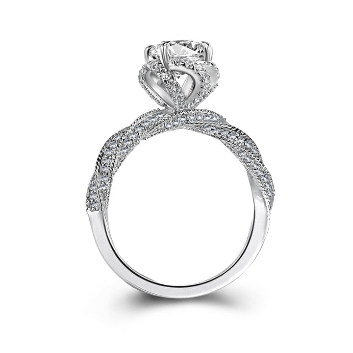 Rodiffy Moissanite 1.0 Ct Flower Design Promise Ring For Women