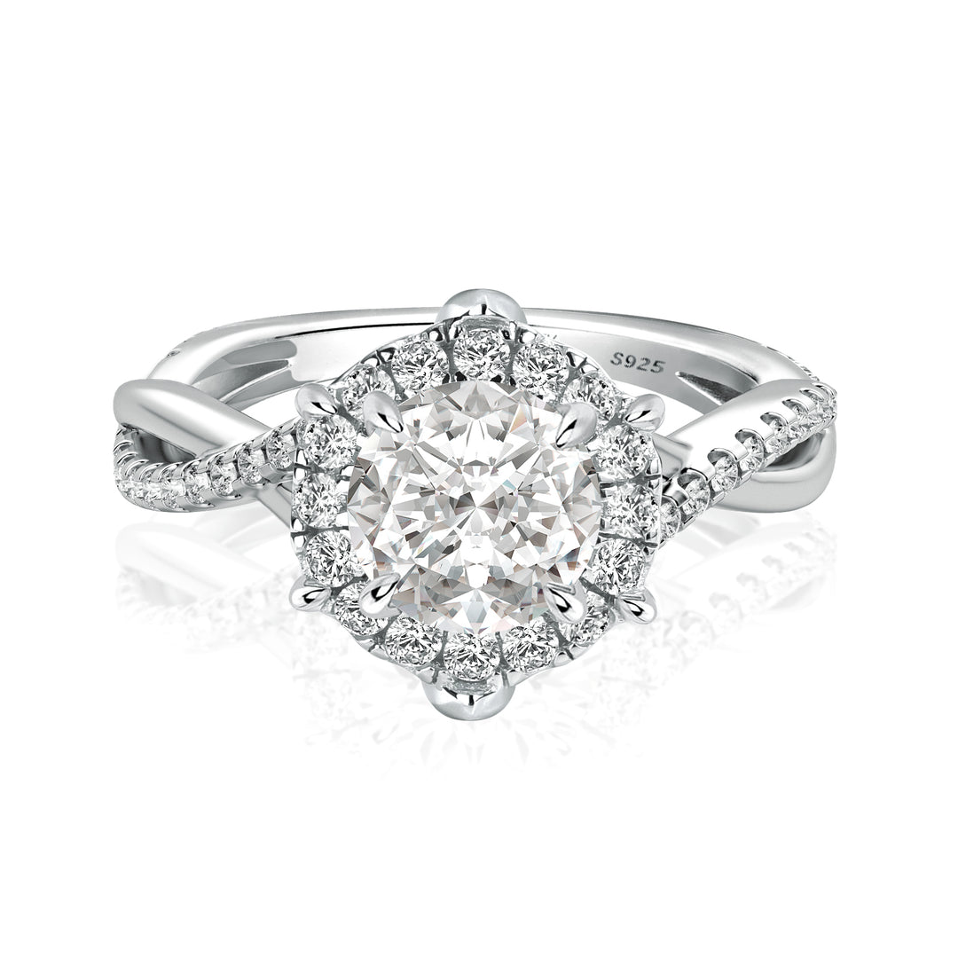 Rodiffy Moissanite 1.0 Ct Twist Flower Design Promise Bridal Ring