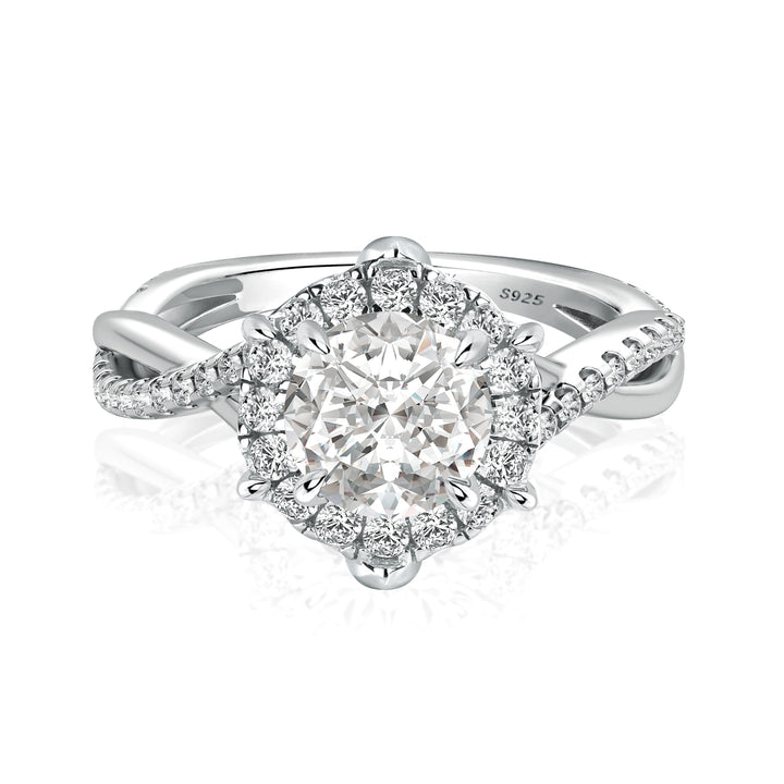 Rodiffy Moissanite 1.0 Ct Twist Flower Design Promise Bridal Ring