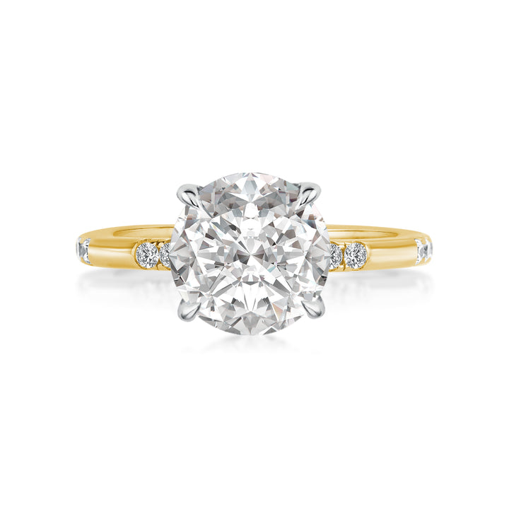 Rodiffy Moissanite 2.0Ct Round Cut Elegant Two-tone Engagement Ring