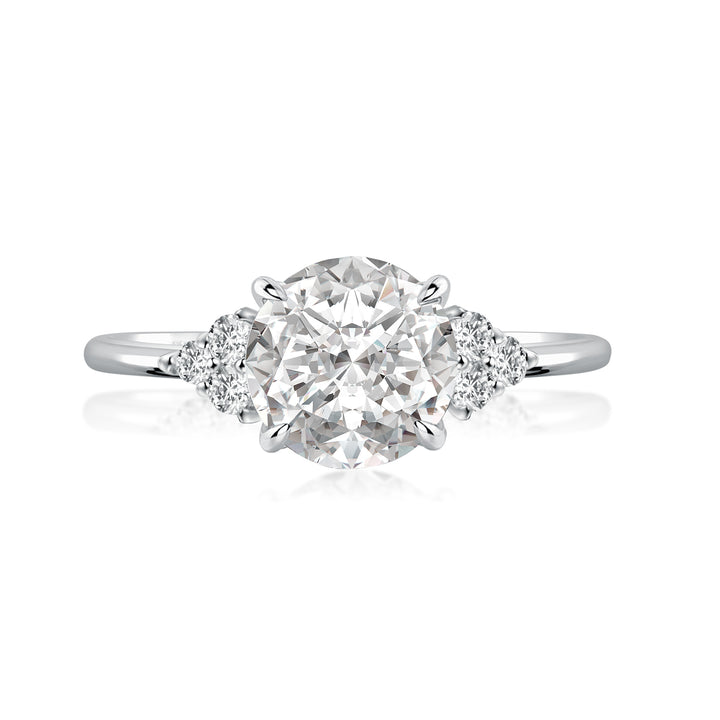 1.2 Ct Round Cut White Gold Triple Moissanite Diamond Engagement Ring