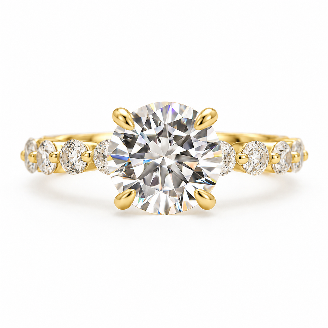 Rodiffy Moissanite 2.0 Ct Yellow Gold Promise Bridal Ring