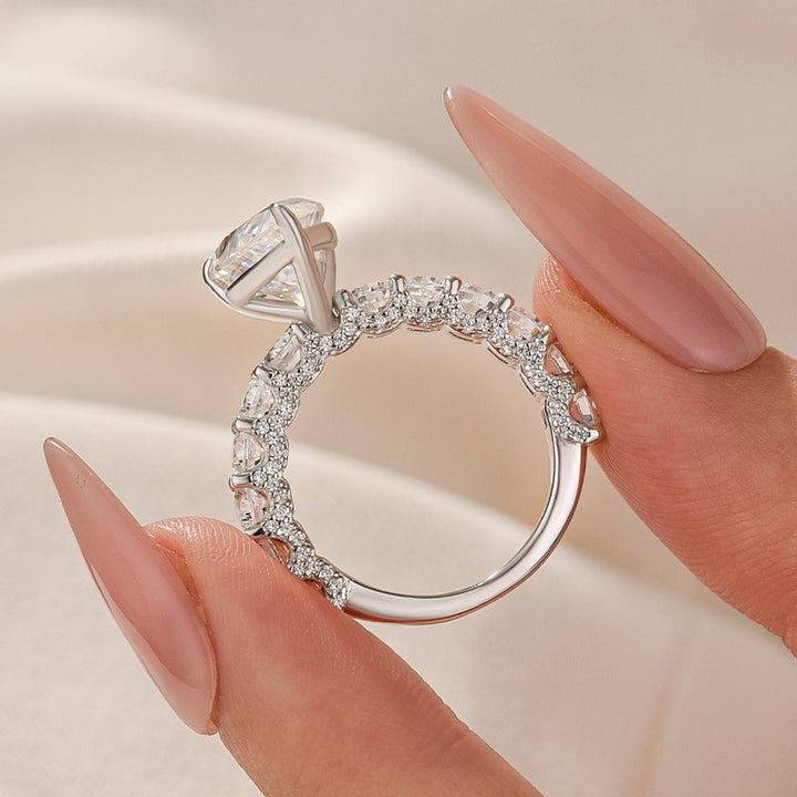 Moissanite 4.0Ct Pear Cut Engagement Ring Travel Ring In Sterling Silver