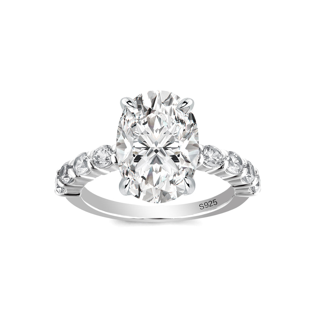 2.5 Ct/4.0Ct Oval Cut Hidden Halo White Gold Moissanite Diamond Engagement Ring