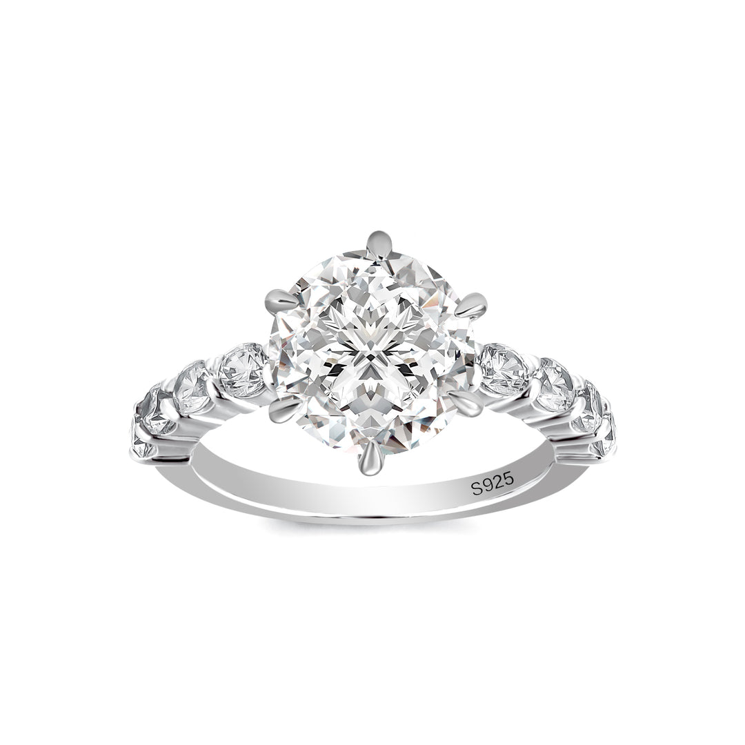 Moissanite 2.0 Ct 6 Prong Round Cut White Gold Engagement Ring