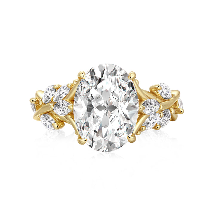 S925 Vintage Moissanite 3.0Ct Oval Cut Side Stone Twist Engagement Ring In Sterling Silver