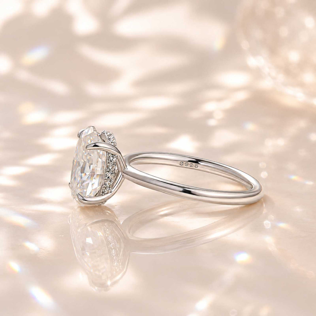 Rodiffy Moissanite 2.0Ct~5.5Ct Oval Cut Promise Ring For Women