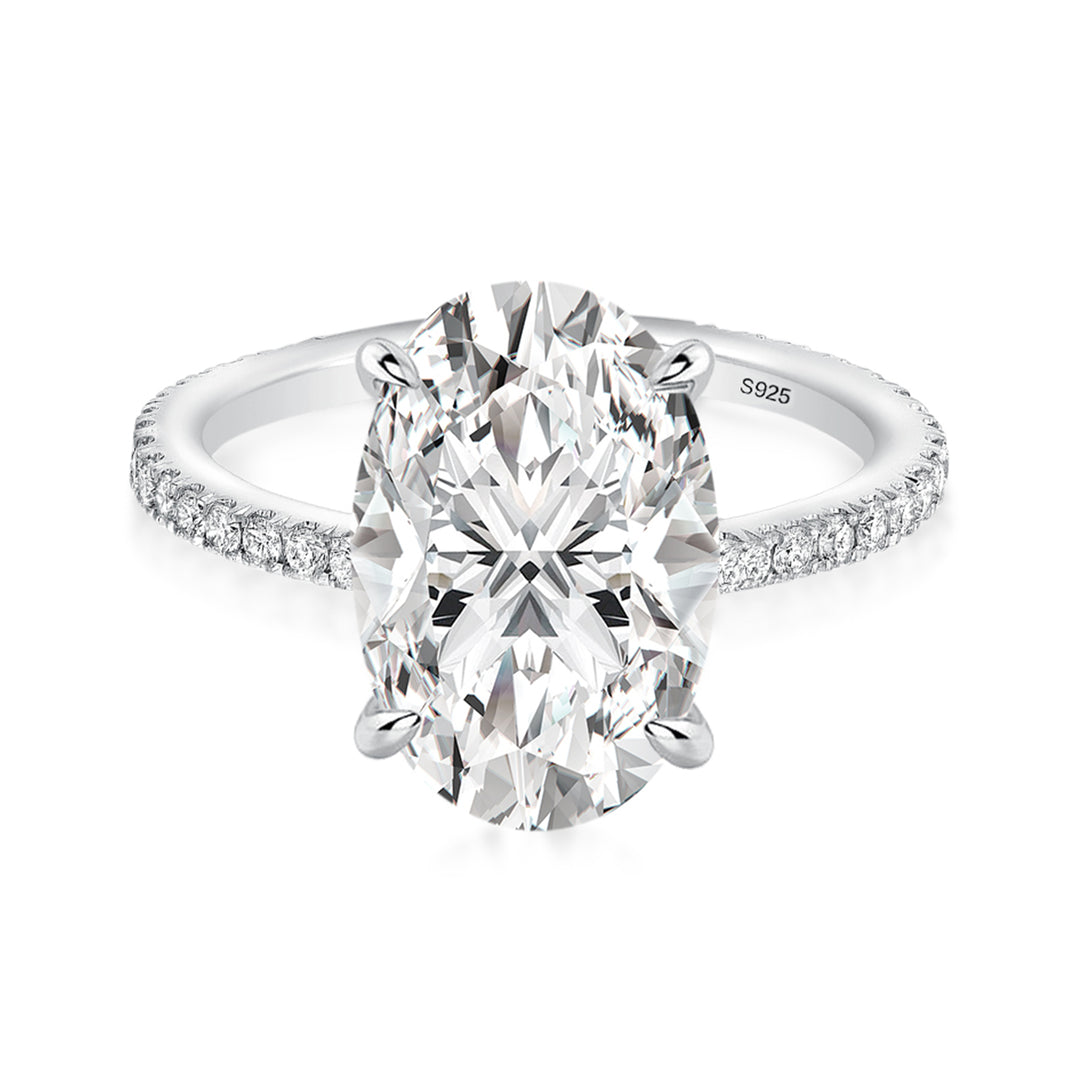 Rodiffy Moissanite 2.0 Ct~5.5 Ct Pavé Oval Cut Engagement Rings For Women