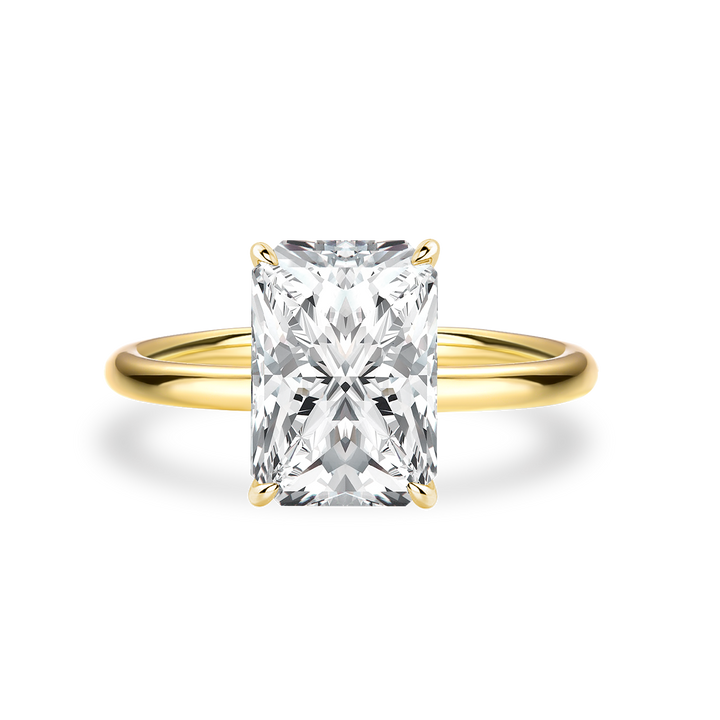 Moissanite 3.5Ct Radiant Cut Solitaire Yellow Gold Engagement Ring in Sterling Silver