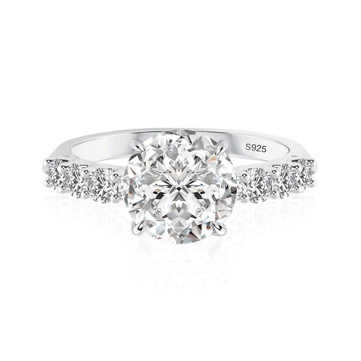 Rodiffy Moissanite 2.0Ct Round White Gold White/Green Stone Engagement Ring
