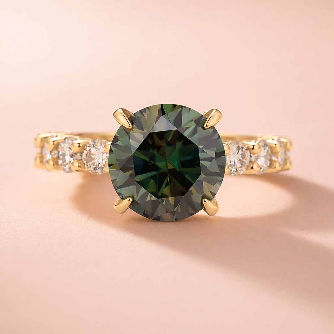 Moissanite 4.0Ct Turquoise Round Cut White Gold & Yellow Gold Engagement Ring