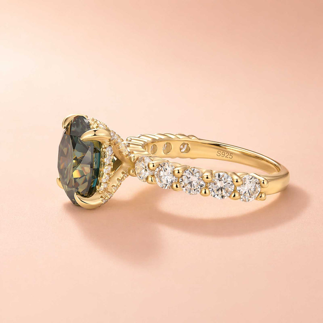 Moissanite 4.0Ct Turquoise Round Cut White Gold & Yellow Gold Engagement Ring