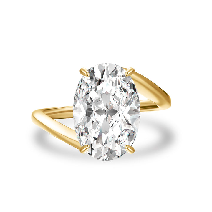 Bypass 2.0Ct/5.5 Ct Oval Cut Solitaire Engagement Ring In 925 Sterling Silver