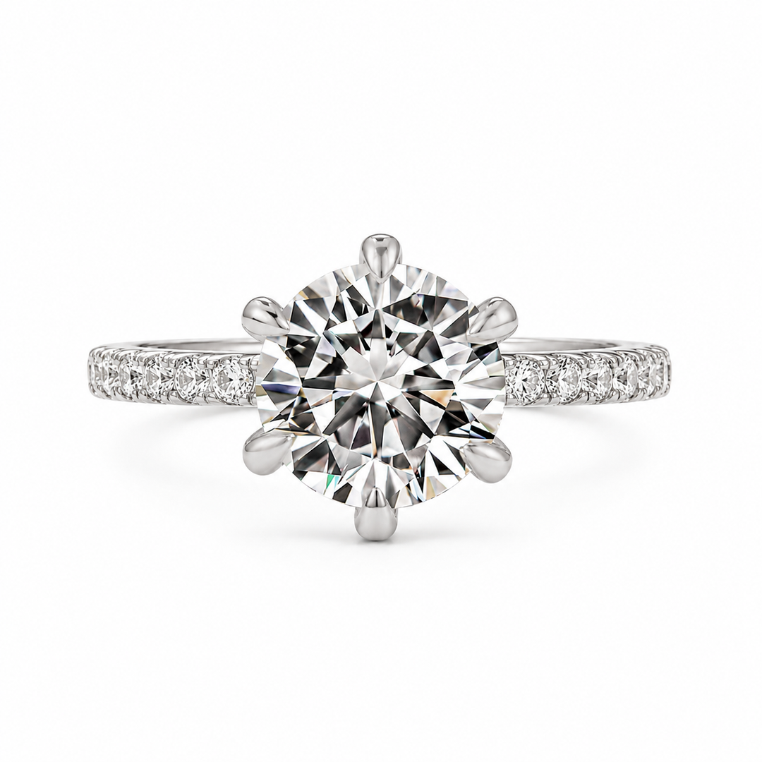 Rodiffy Moissanite 2.0Ct Round Cut 6 Prong Promise Rings For Women