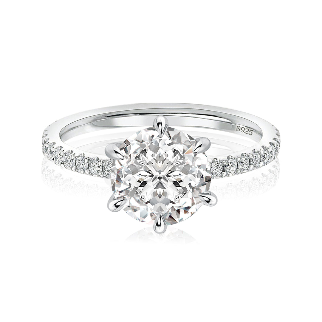 Rodiffy Moissanite 2.0Ct ～4.0Ct Round Cut 6 Prong Promise Rings