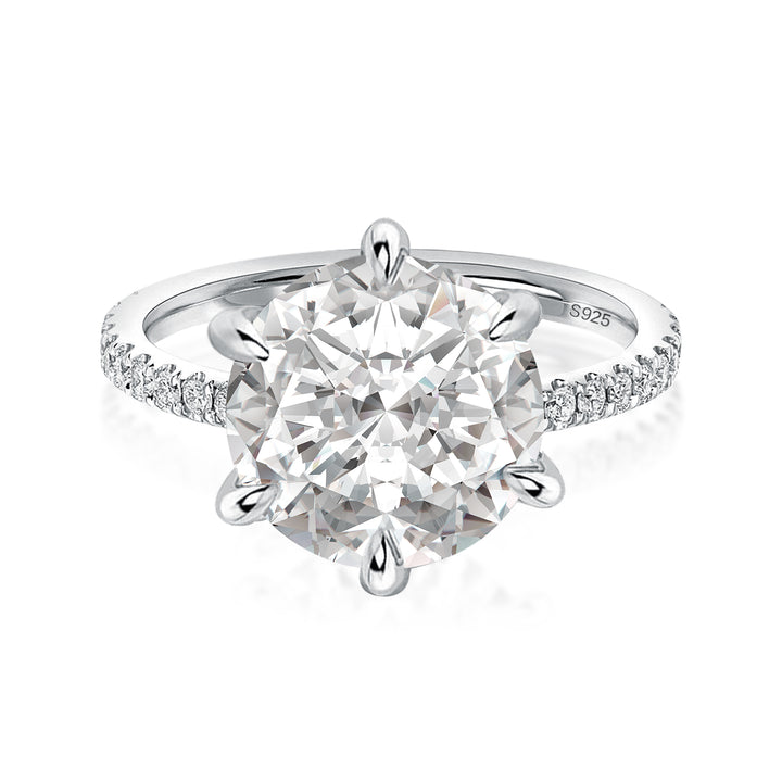 Moissanite 4.0 Ct Round Cut 6 Prong White Gold Promise Ring For Women