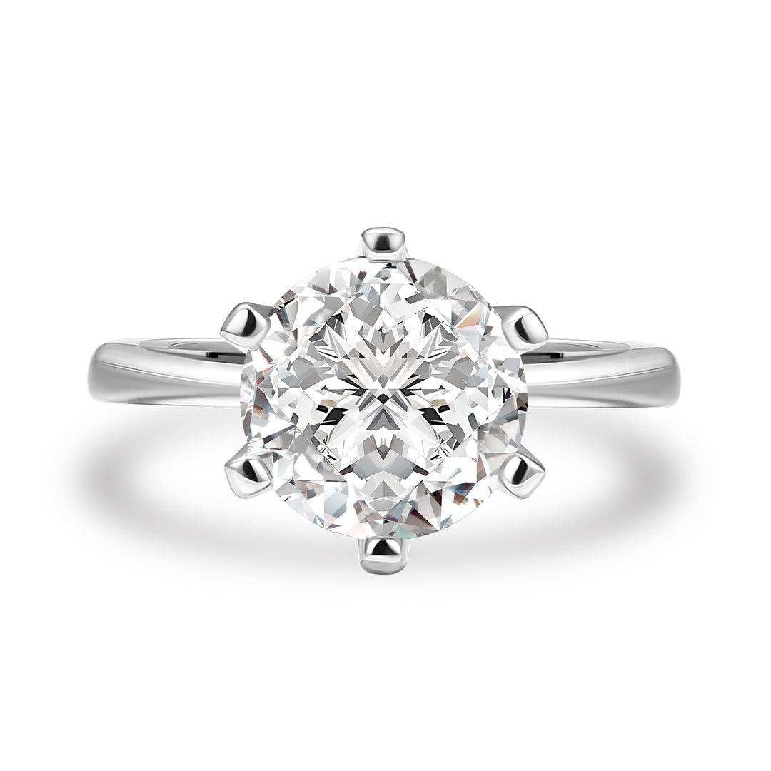 Moissanite 3.0Ct Round Cut Comfort Fit Six Prong Solitaire Engagement Ring