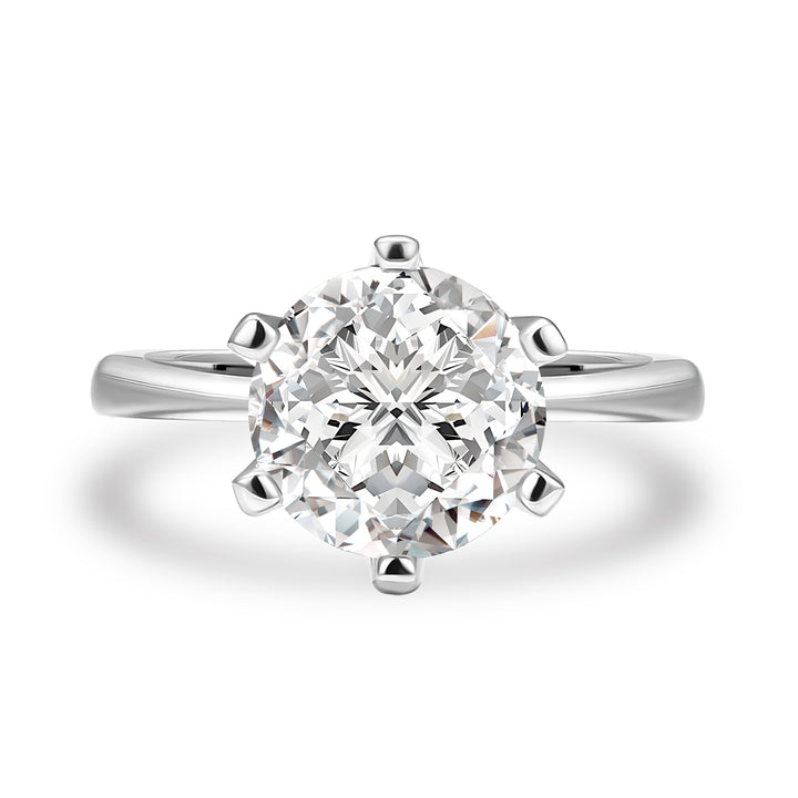 Moissanite 3.0Ct Round Cut Comfort Fit Six Prong Solitaire Engagement Ring