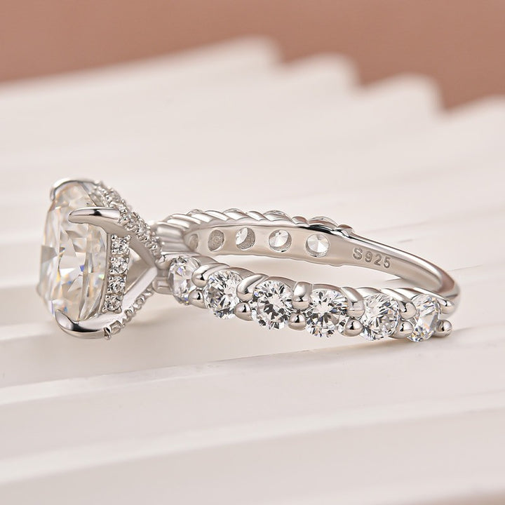 Rodiffy Moissanite 3.0 Ct Cushion Cut White Gold Engagement Ring