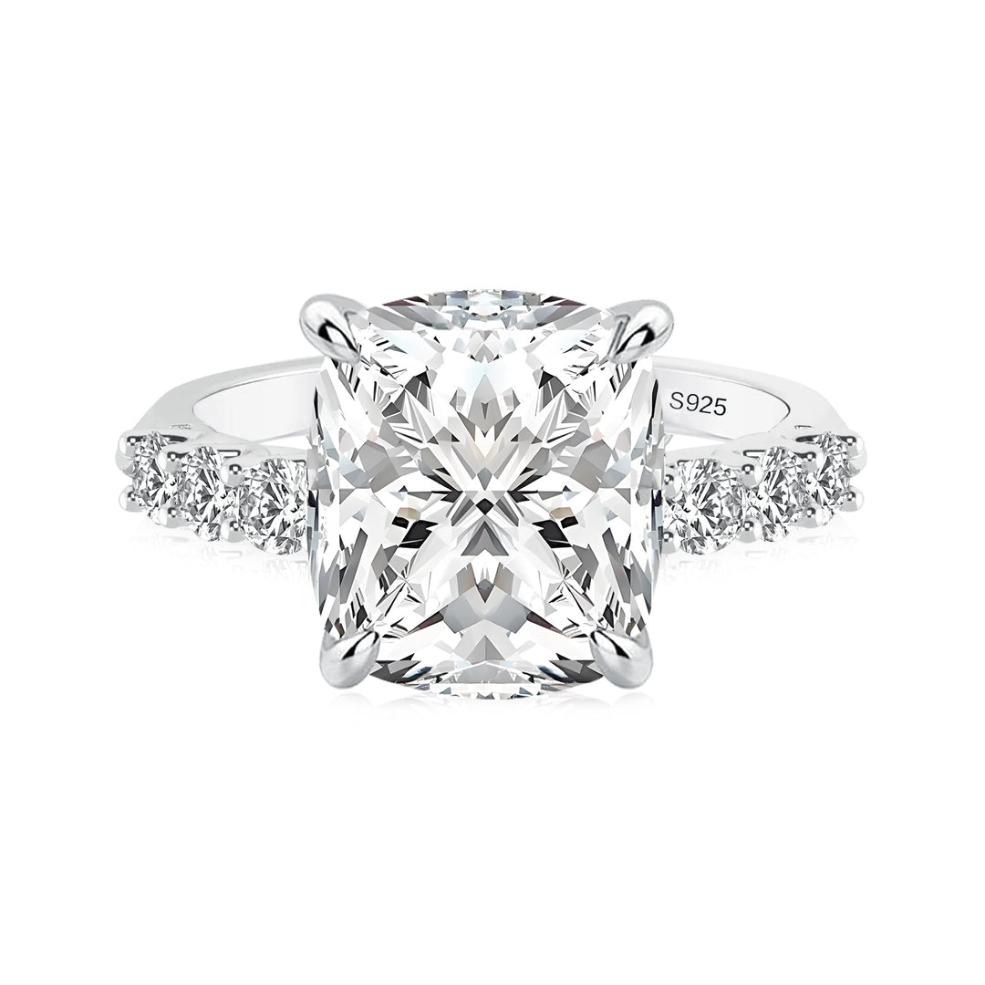 Rodiffy Moissanite 3.0 Ct Cushion Cut White Gold Engagement Ring