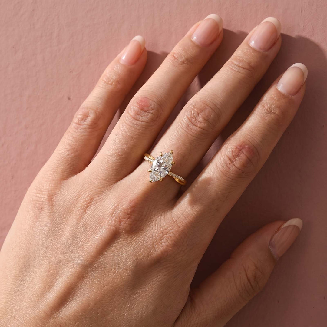 Moissanite 3.0Ct Marquise Cut Twist Promise Ring For Women