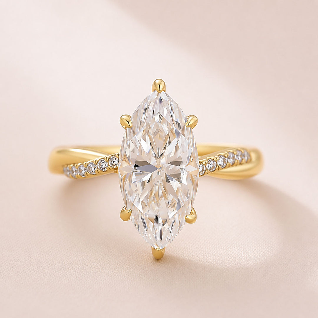Moissanite 3.0Ct Marquise Cut Twist Promise Ring For Women