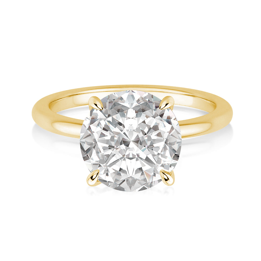 Moissanite 2.0Ct Round Cut Cathedral Setting Yellow Gold Engagement Ring In Sterling Silver