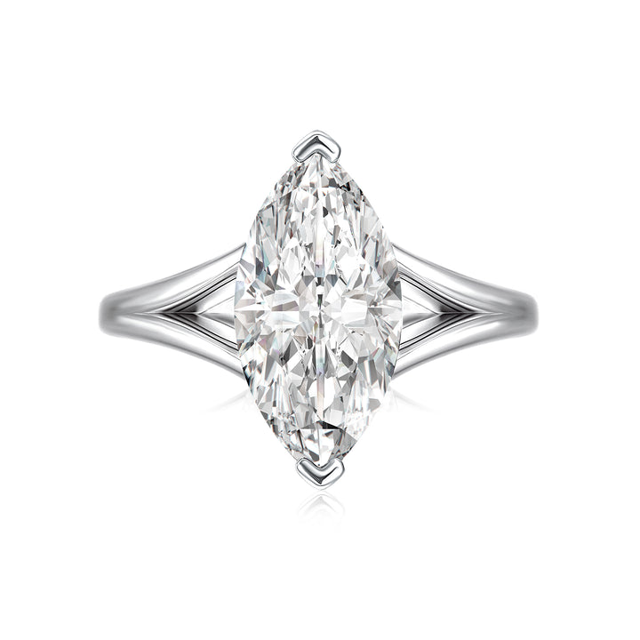 Moissanite 3.0Ct Marquise Cut Split Shank Engagement Ring Travel Ring In Sterling Silver