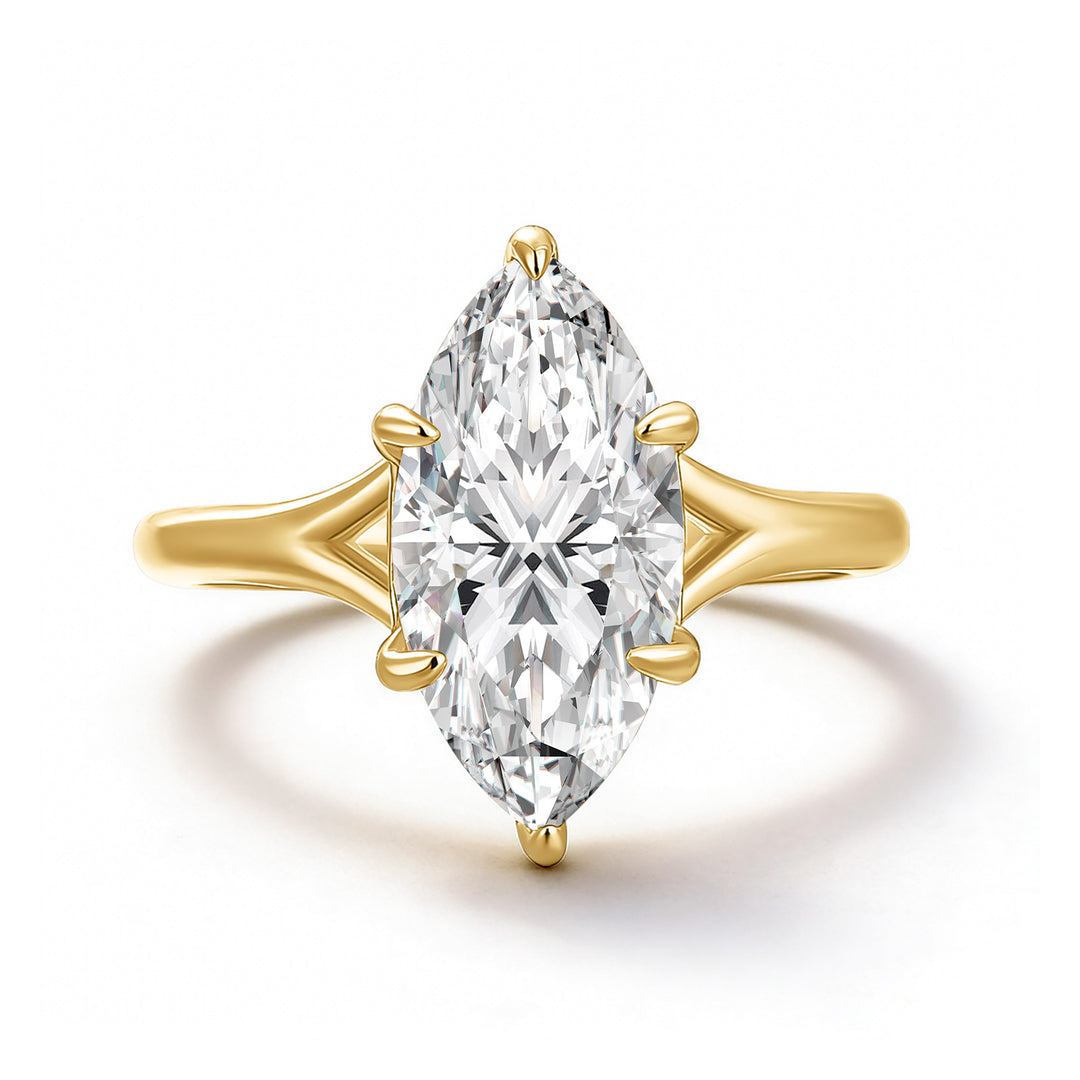 3.0Ct Split Shank Marquise Cut Moissanite Ring in S925 Sterling Silver